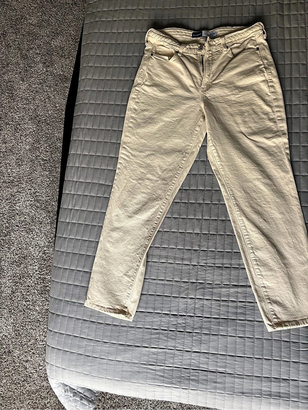 Old Navy High-Waisted OG Straight Braided Ankle Jeans, Cream, 10